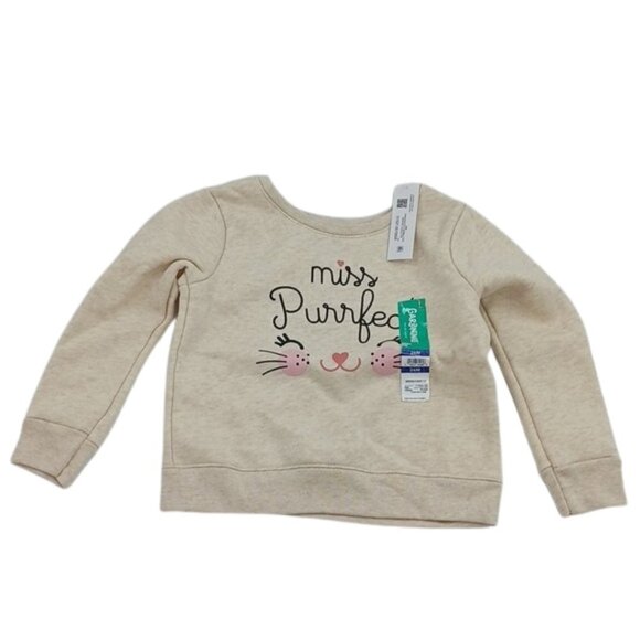 Garanimals Sweatshirt Cream Cat Miss Purrfect Crew Neck Toddler Girls Size 24 M - Picture 1 of 3